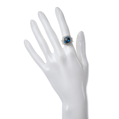 David Yurman Sterling Silver Diamond Hampton Blue Topaz 11mm Albion Ring 49 5 2 of 5