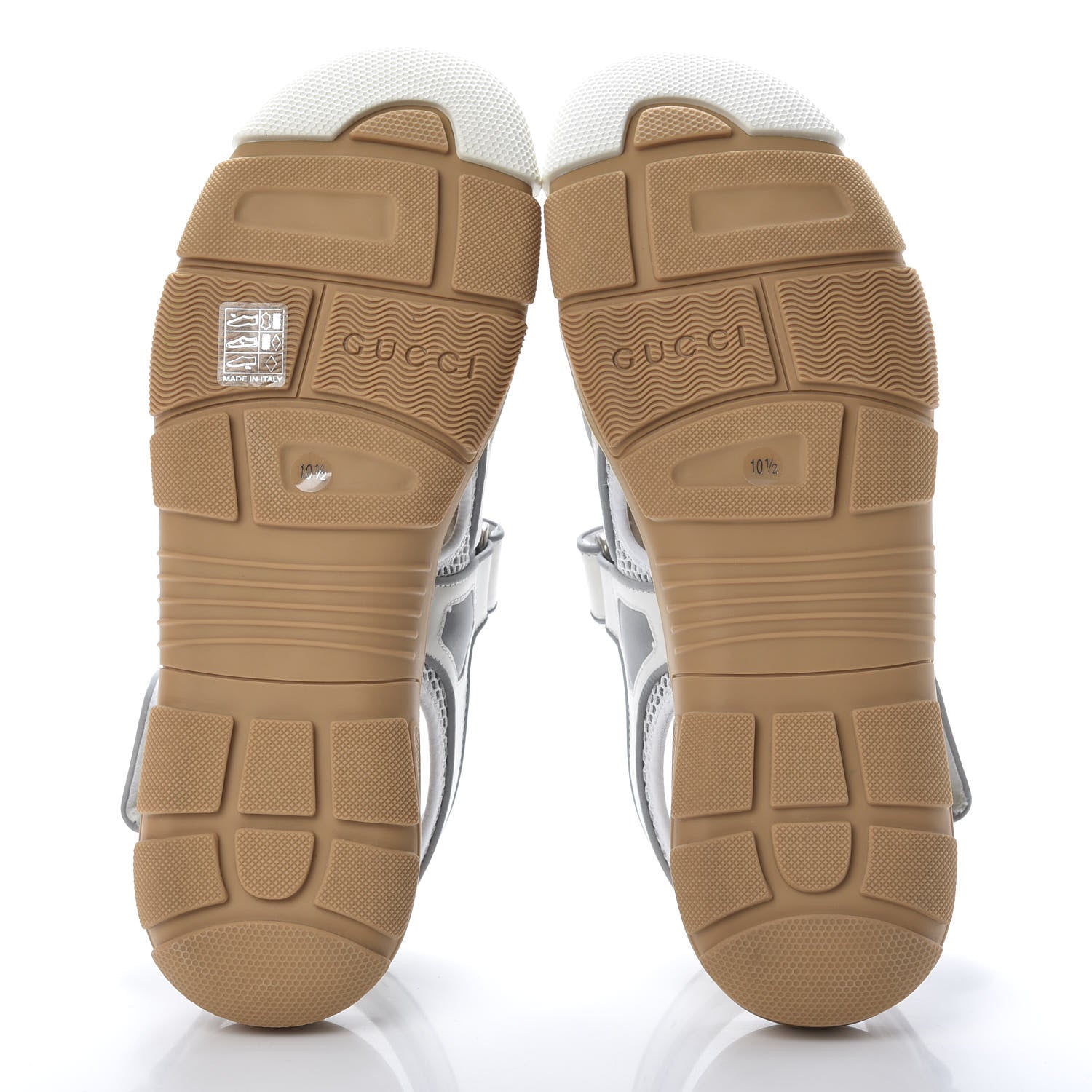 Gucci Mesh Fabric Mens Tinsel Sport Sandals 10.5 White Silver 5 of 9