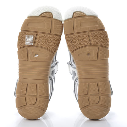 Gucci Mesh Fabric Mens Tinsel Sport Sandals 10.5 White Silver 5 of 9