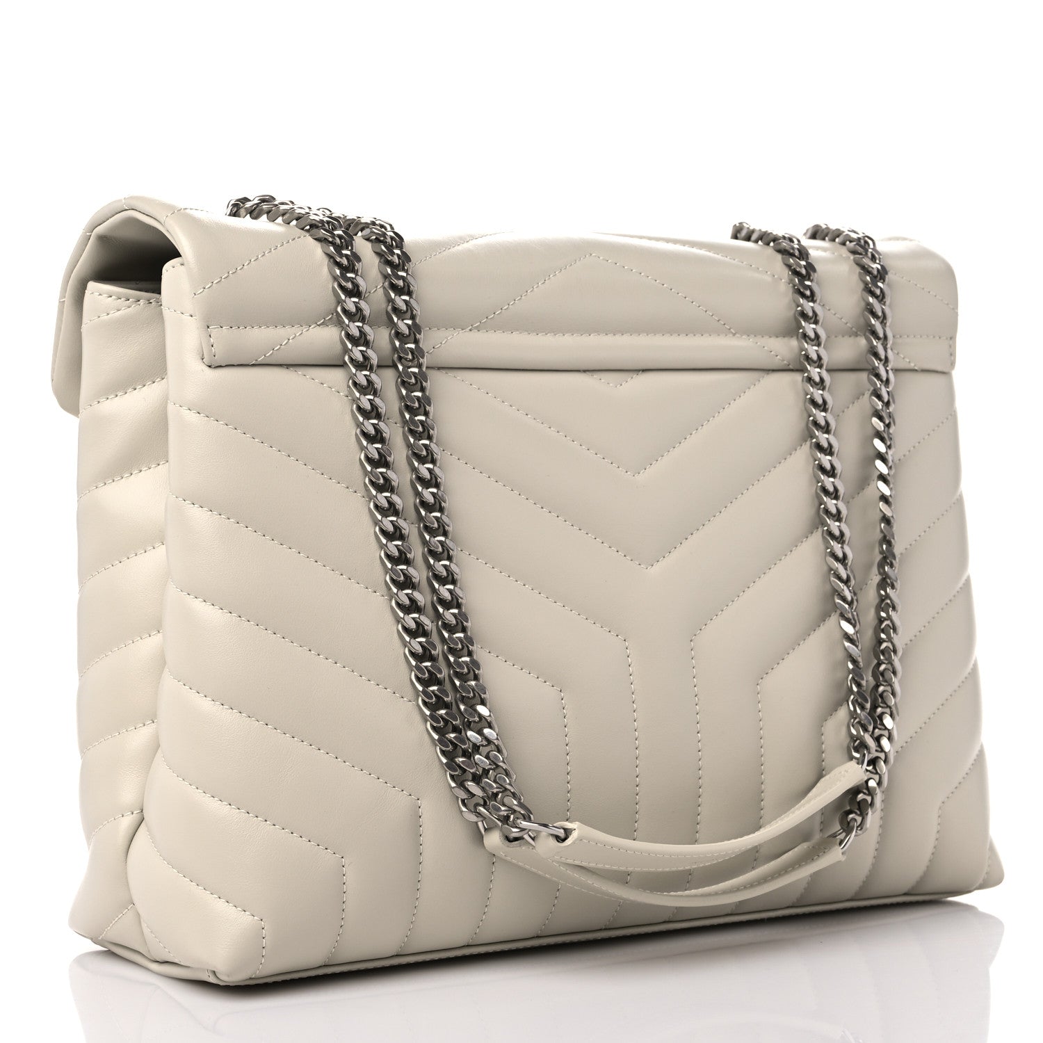 Saint Laurent Calfskin Y Quilted Monogram Medium Loulou Chain Satchel Ivory 3 of 9