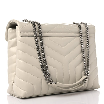 Saint Laurent Calfskin Y Quilted Monogram Medium Loulou Chain Satchel Ivory 3 of 9