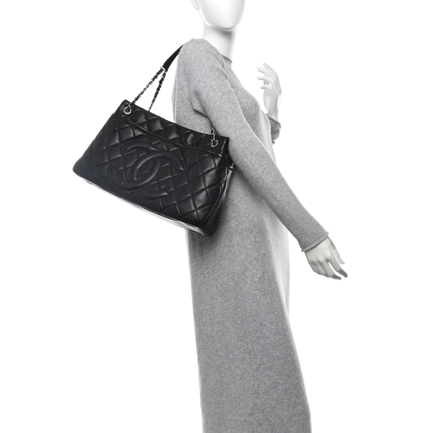 Caviar Quilted Timeless CC Soft Tote Black