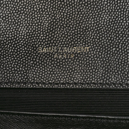 Saint Laurent Grain De Poudre Textured Mixed Matelasse Triquilt Medium Monogram Satchel Black 7 of 9