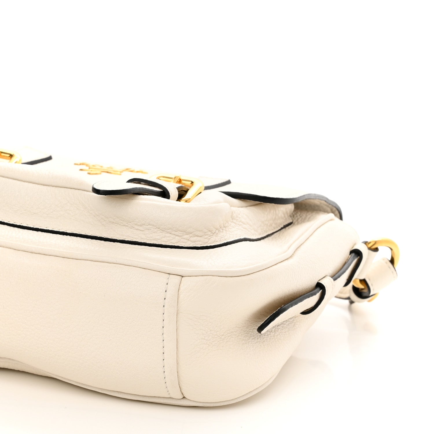 Prada Vitello Phenix Double Buckle Messenger Bag White 10 of 10