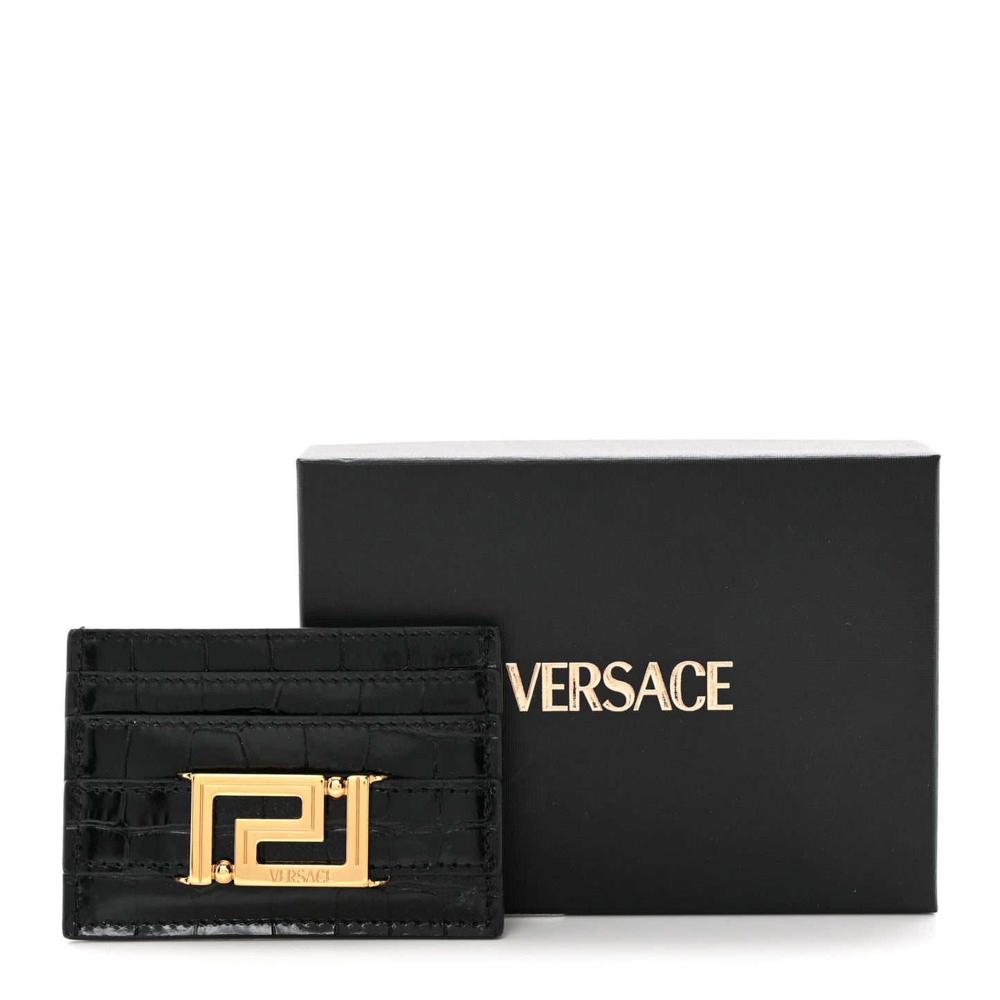Calfskin Crocodile Embossed Greco Goddess Card Holder
