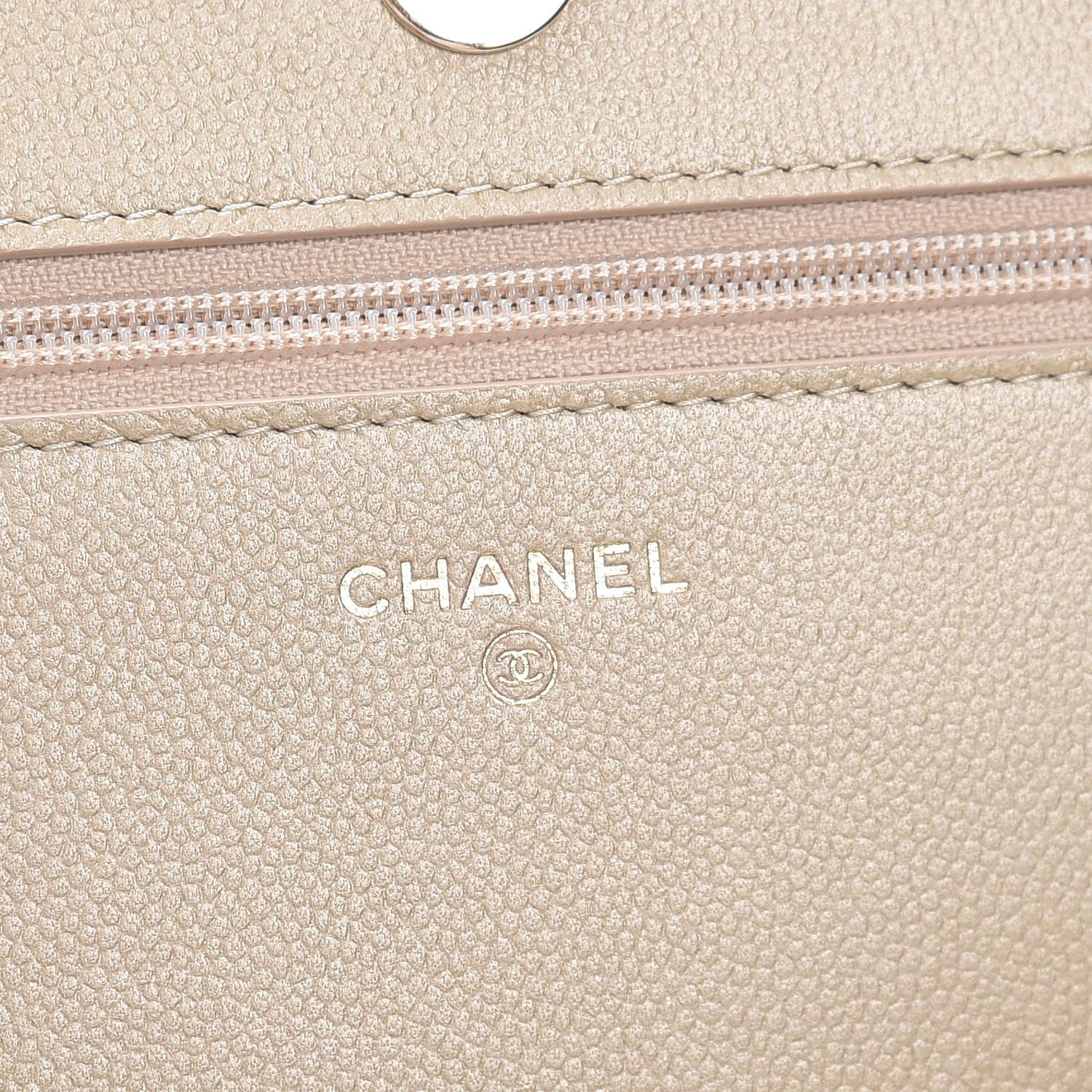 Chanel Metallic Caviar Quilted Boy Wallet On Chain WOC Light Gold 8 of 11
