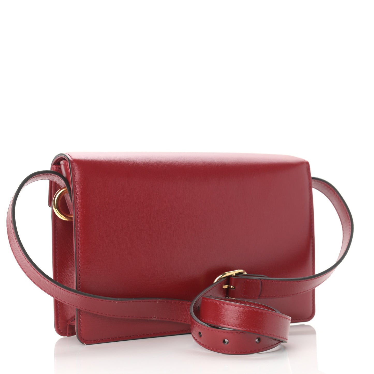 Textured Calfskin Small Torchon GG Ring Shoulder Bag New Cherry Red