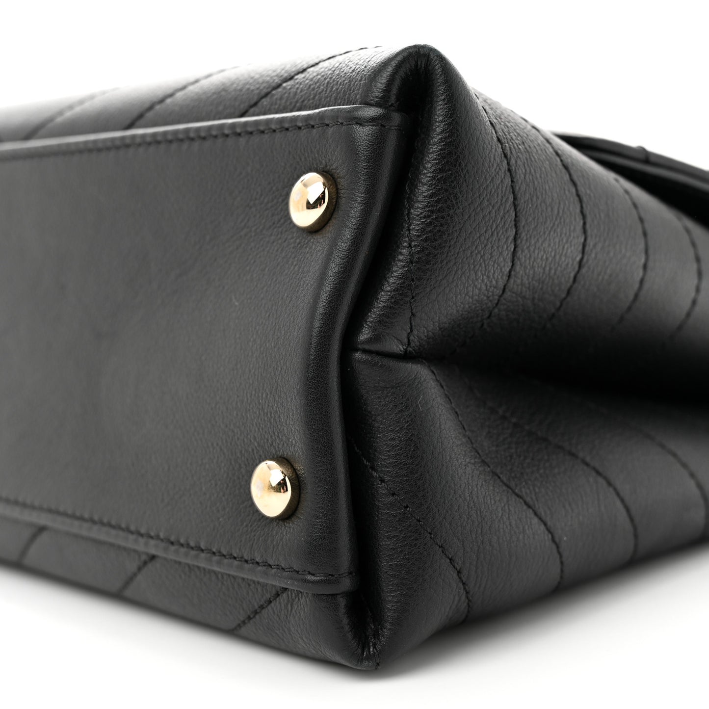 Grained Calfskin Small Chevron Chic Top Handle Flap Black
