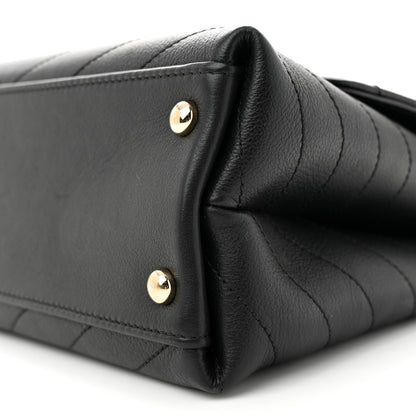 Chanel Grained Calfskin Small Chevron Chic Top Handle Flap Black 10 of 10