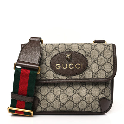 Gucci GG Supreme Monogram Web Small Neo Vintage Double Flap Messenger Bag Beige New Acero 1 of 9