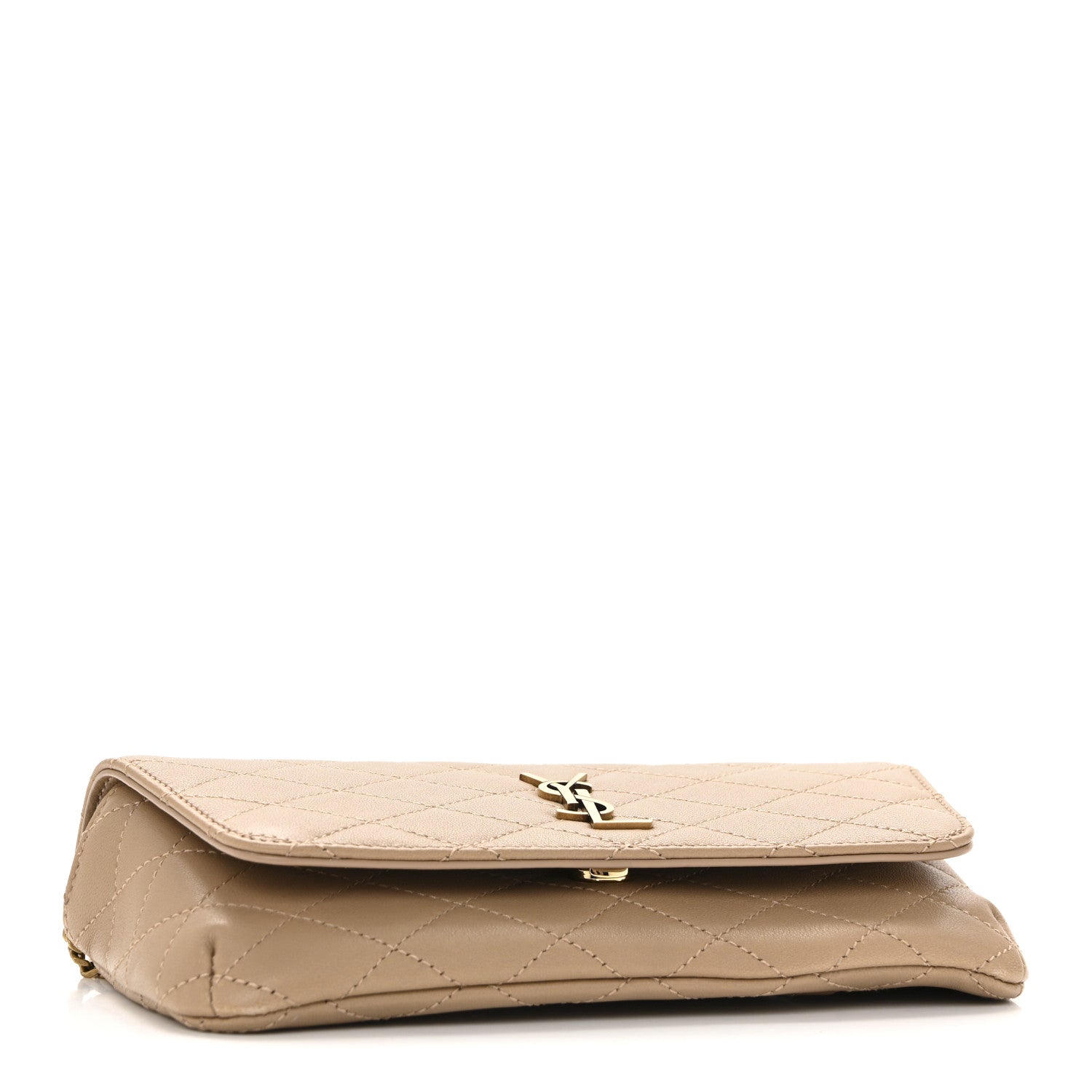Saint Laurent Lambskin Quilted Gaby Phone Holder Crossbody Dark Toffee 4 of 12