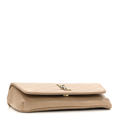 Saint Laurent Lambskin Quilted Gaby Phone Holder Crossbody Dark Toffee 4 of 12