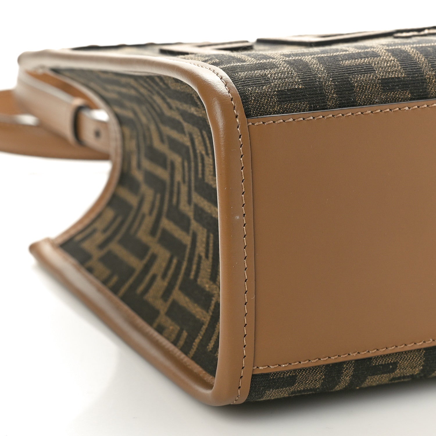 Fendi Fabric Jacquard FF 1974 Logo Small Fendi Sunshine Shopper Tote Tobacco Moro Sand 8 of 9