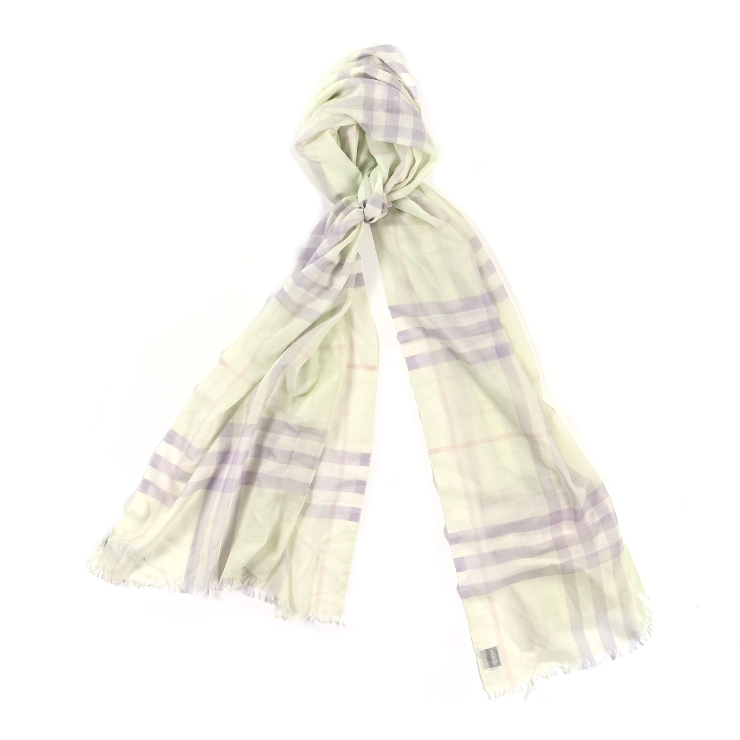 Burberry Wool Silk Giant Check Lightweight Scarf Limestone 1 of 4