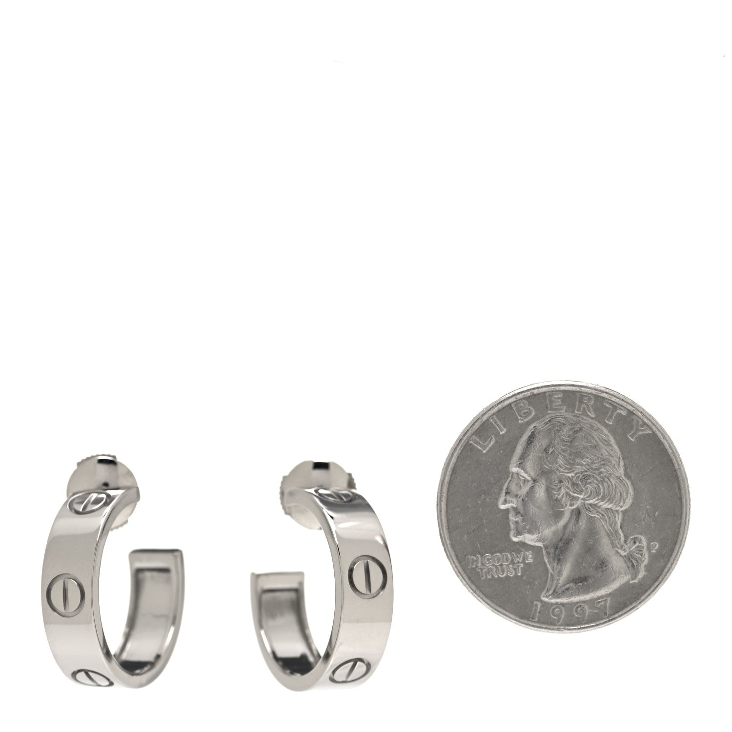 Cartier 18K White Gold 5.5mm LOVE Hoop Earrings 2 of 5