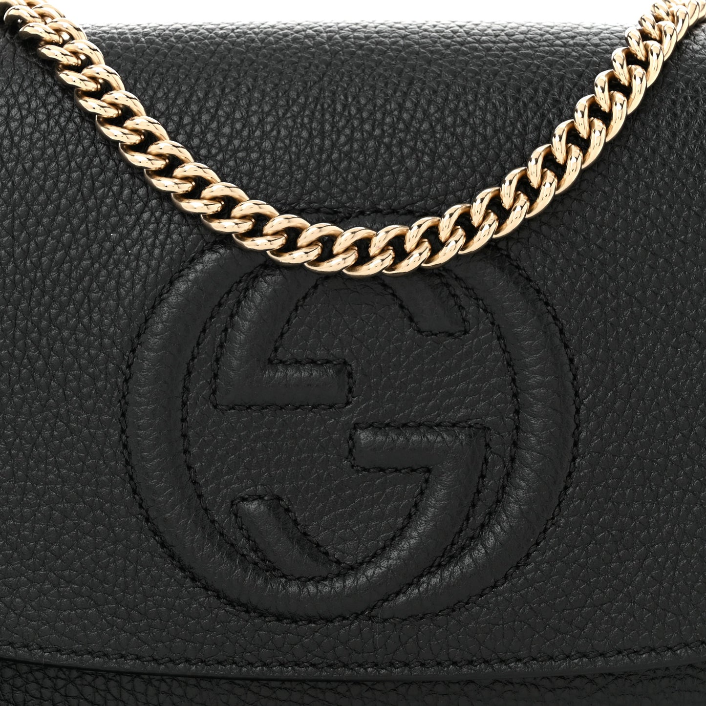 Pebbled Calfskin Medium Soho Flap Crossbody Black