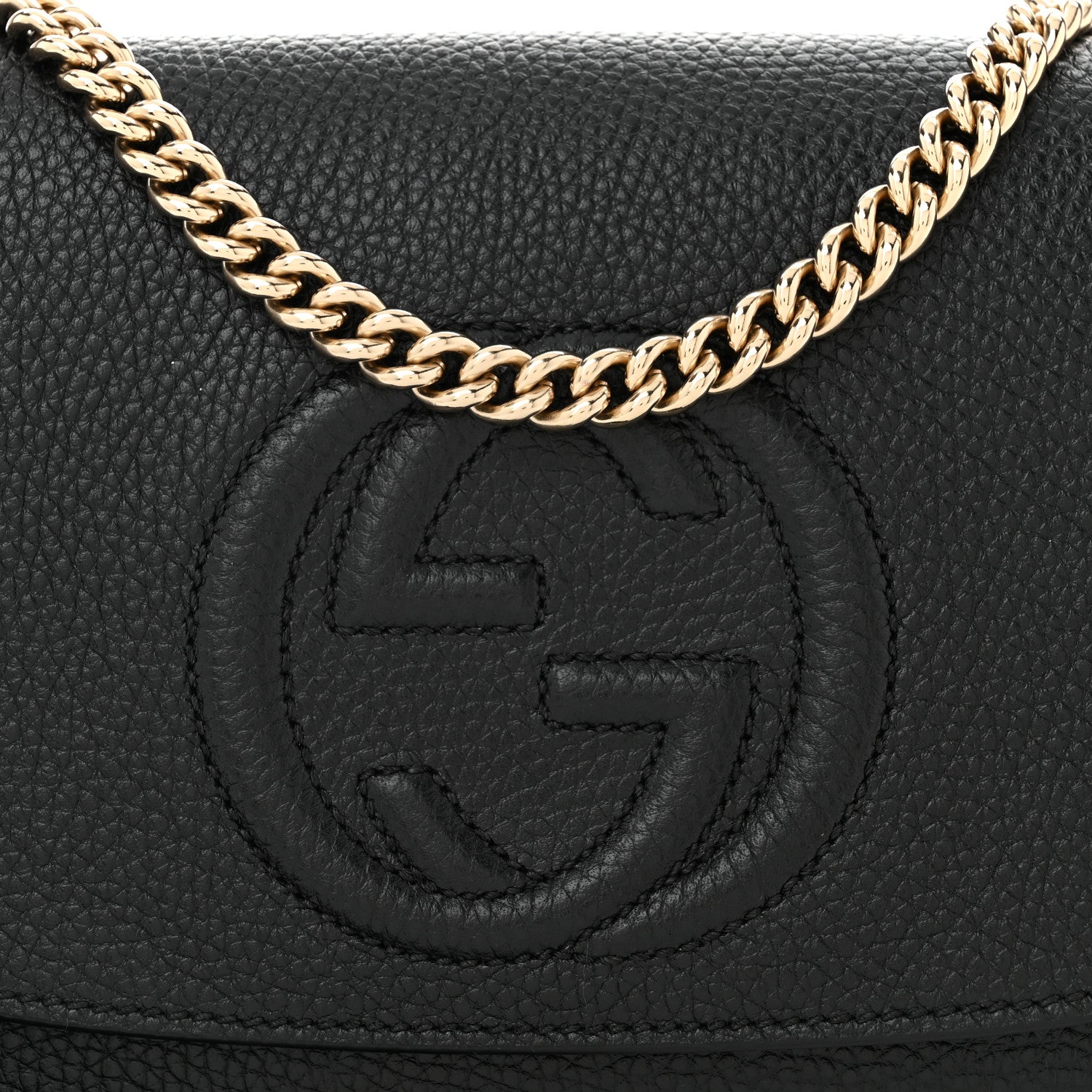Gucci Pebbled Calfskin Medium Soho Flap Crossbody Black 8 of 10