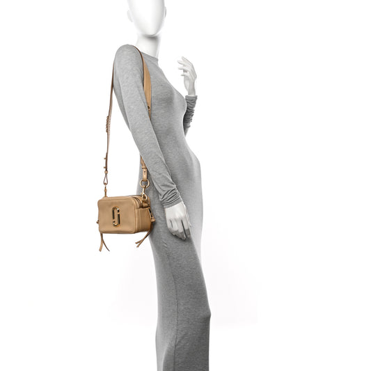 Pearlized Supple Natural Grain Calfskin The Softshot 21 Bag Gold