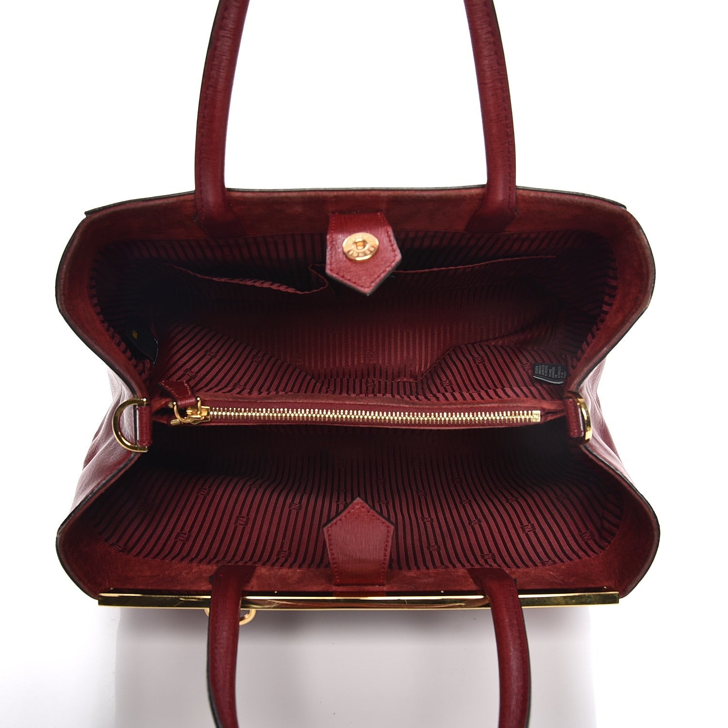 Fendi Vitello Elite Regular 2Jours Tote Rosso Scuro Ciliegia 5 of 16