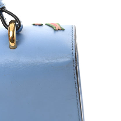 Gucci Calfskin Embroidered Medium Sylvie Top Handle Bag Clear Sky Blue 14 of 19