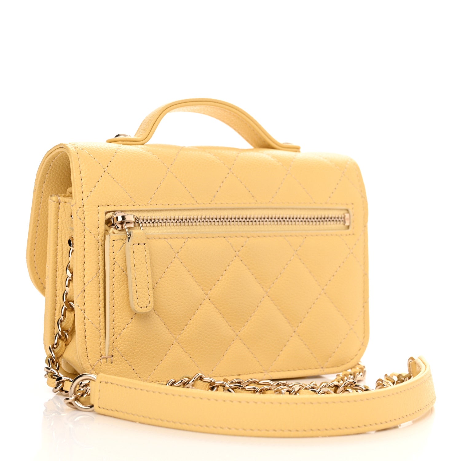 Chanel Caviar Quilted Business Affinity Clutch With Chain Flap Yellow 4 of 13