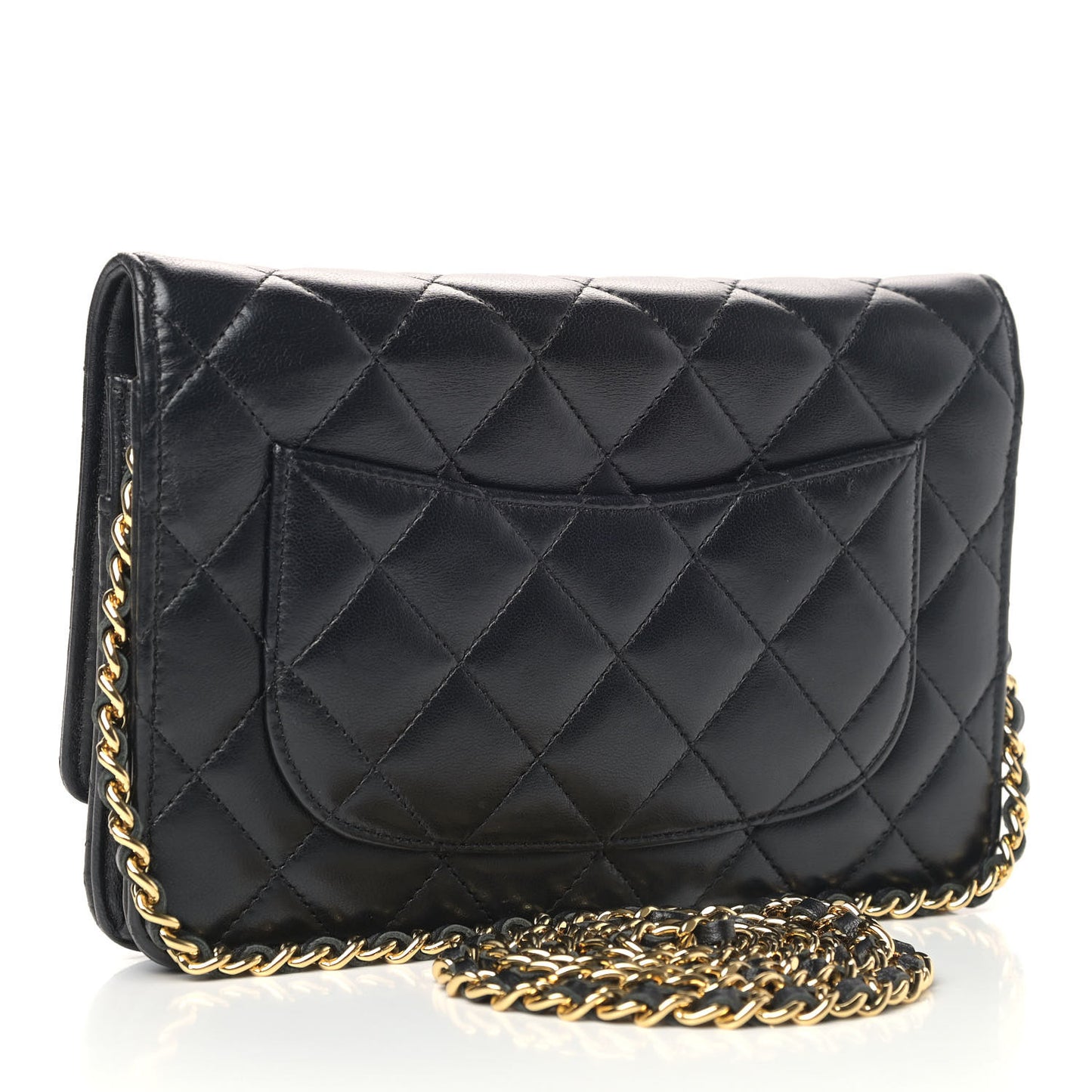 Lambskin Quilted Wallet On Chain WOC Black