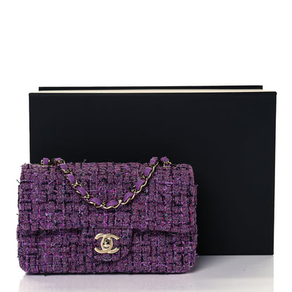 Chanel Tweed Quilted Mini Rectangular Flap Light Purple Pink Navy 36 of 36