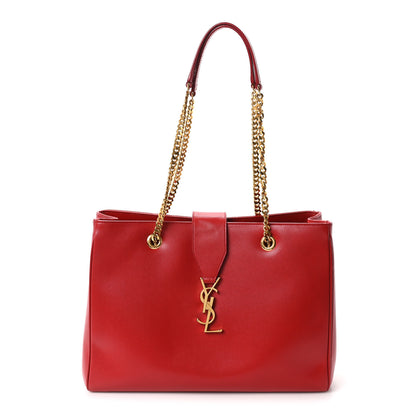 Saint Laurent Grain De Poudre Classic Monogram Shopping Bag Red 1 of 10
