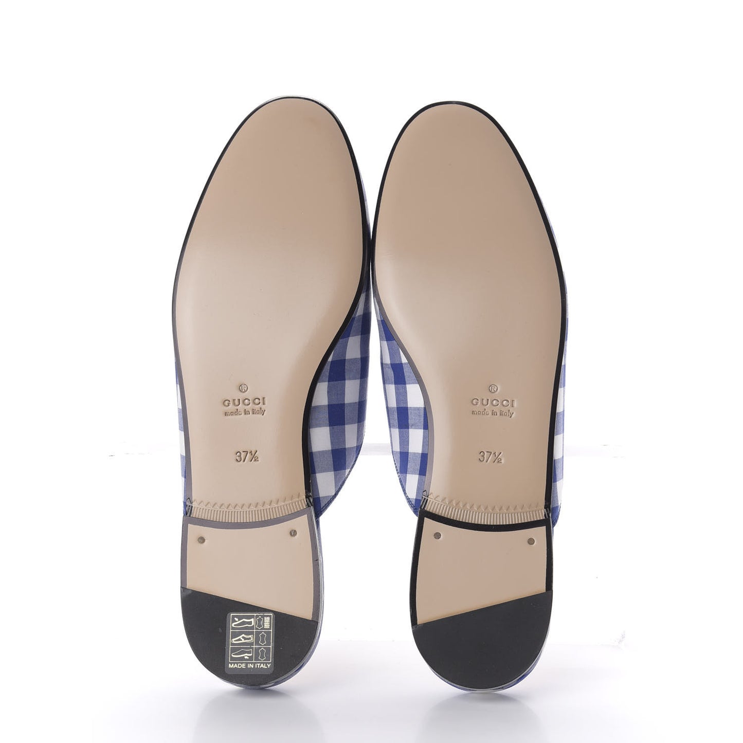 Cotton Gingham Womens Princetown Slippers 37.5 White Blue