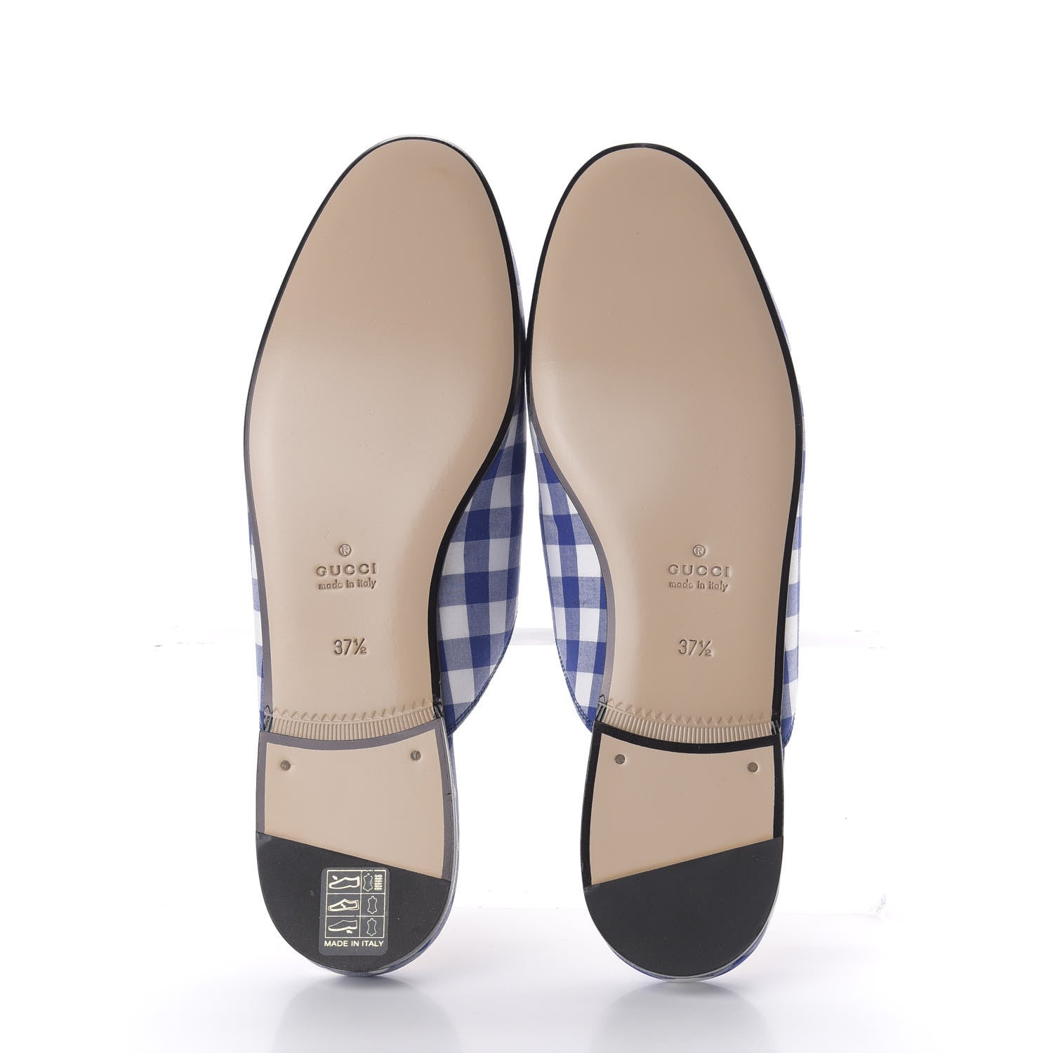 Gucci Cotton Gingham Womens Princetown Slippers 37.5 White Blue 5 of 10