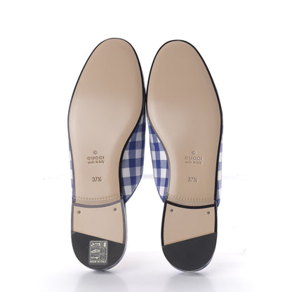 Gucci Cotton Gingham Womens Princetown Slippers 37.5 White Blue 5 of 10