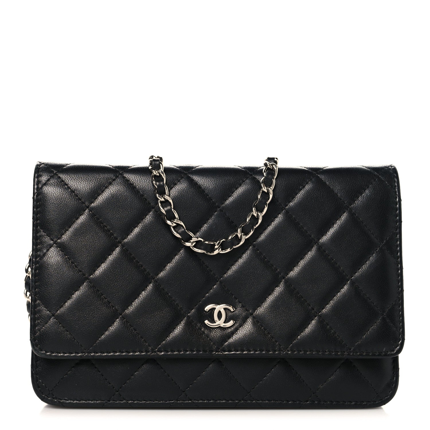 Chanel Lambskin Quilted Wallet On Chain WOC Black 1 of 13