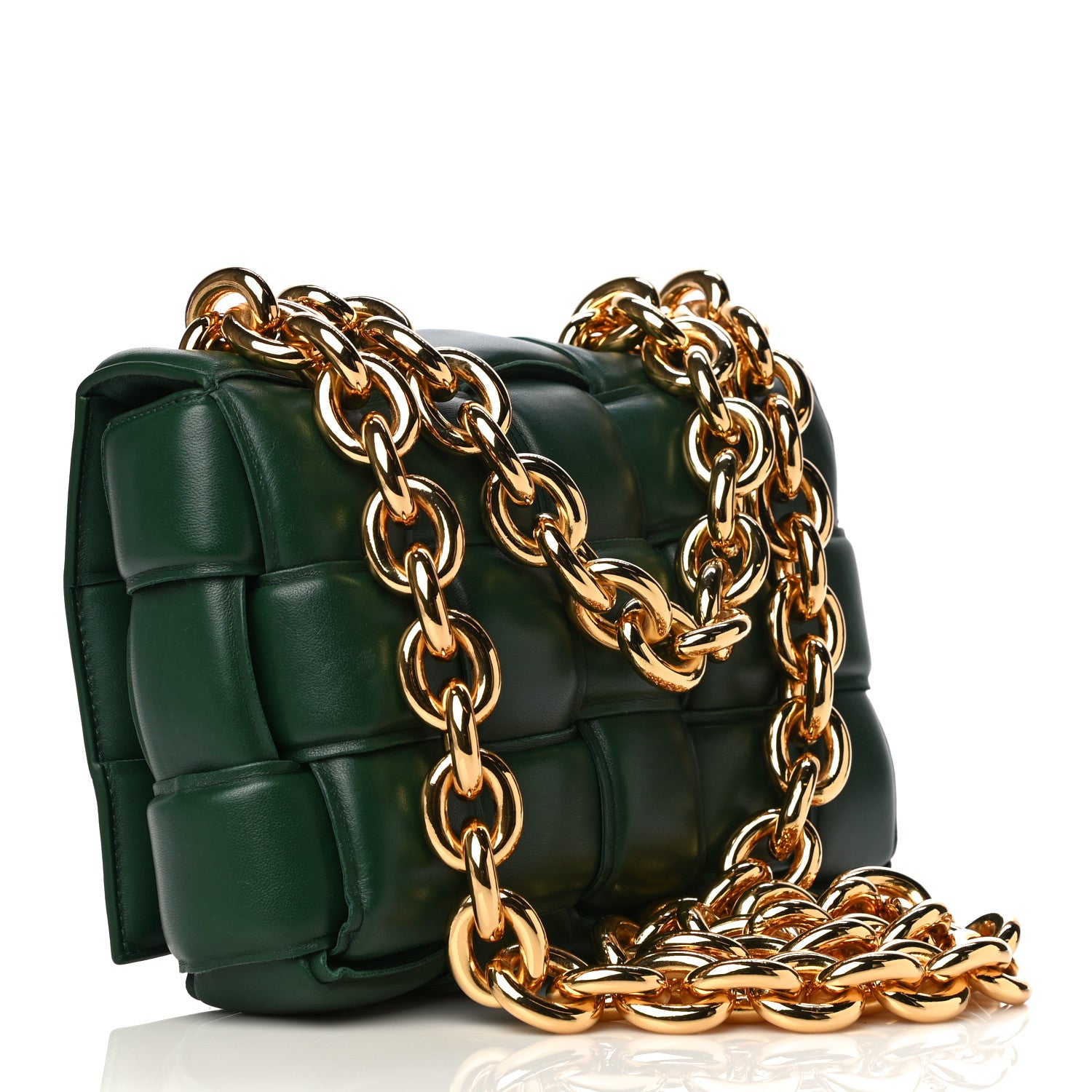 Bottega Veneta Lambskin Maxi Intreccio Padded Chain Cassette Crossbody Bag Raintree 2 of 9