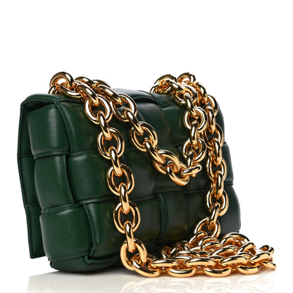 Bottega Veneta Lambskin Maxi Intreccio Padded Chain Cassette Crossbody Bag Raintree 2 of 9