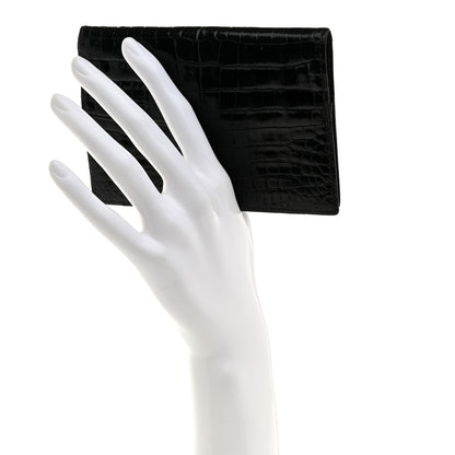 Hermes Shiny Crocodile Passport Holder Black 2 of 7