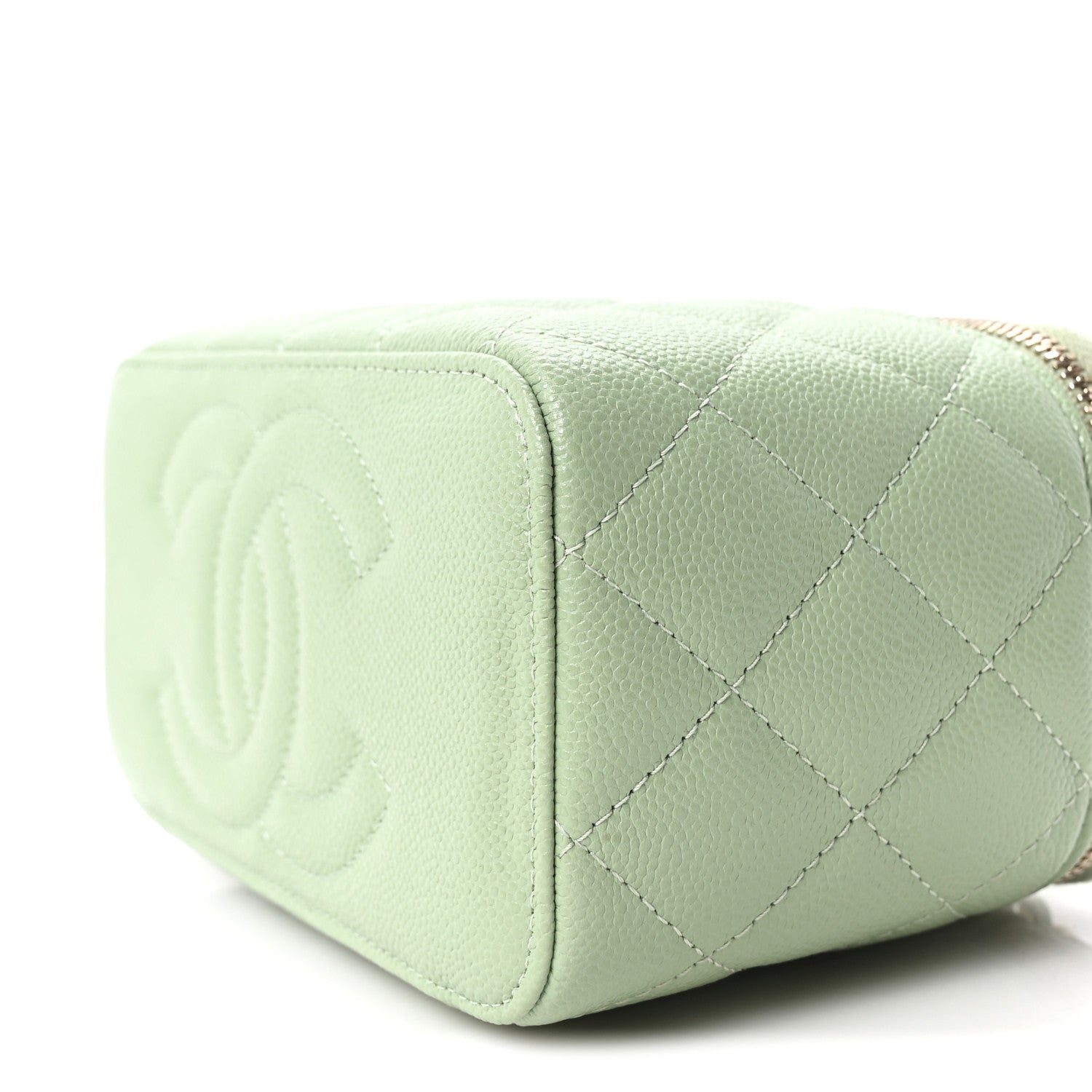 Chanel Caviar Quilted Small Vanity Case With Chain Light Green 10 of 11