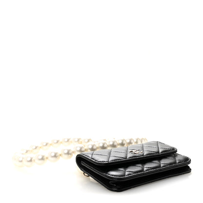 Chanel Calfskin Quilted Maxi Pearls Clutch With Chain Black 4 of 11