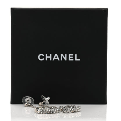 Chanel Baguette Crystal CC Drop Earrings Silver 5 of 5