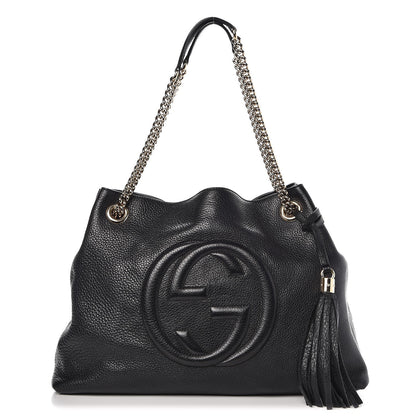 Gucci Pebbled Calfskin Medium Soho Chain Shoulder Bag Black 1 of 10