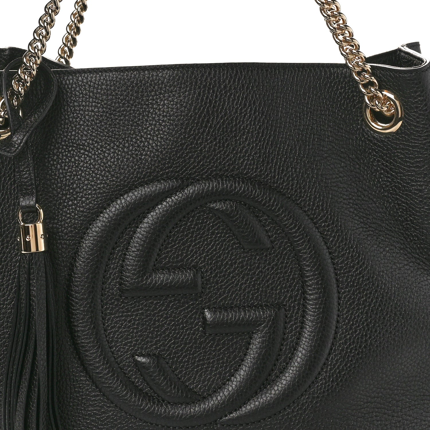 Gucci Pebbled Calfskin Medium Soho Chain Shoulder Bag Black 8 of 11