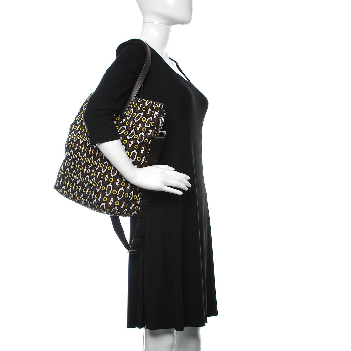 Tessuto Stampato Nylon Saffiano Print Tote Cacao
