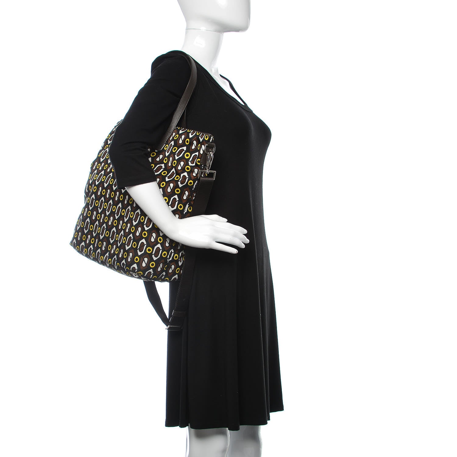 Prada Tessuto Stampato Nylon Saffiano Print Tote Cacao 2 of 10