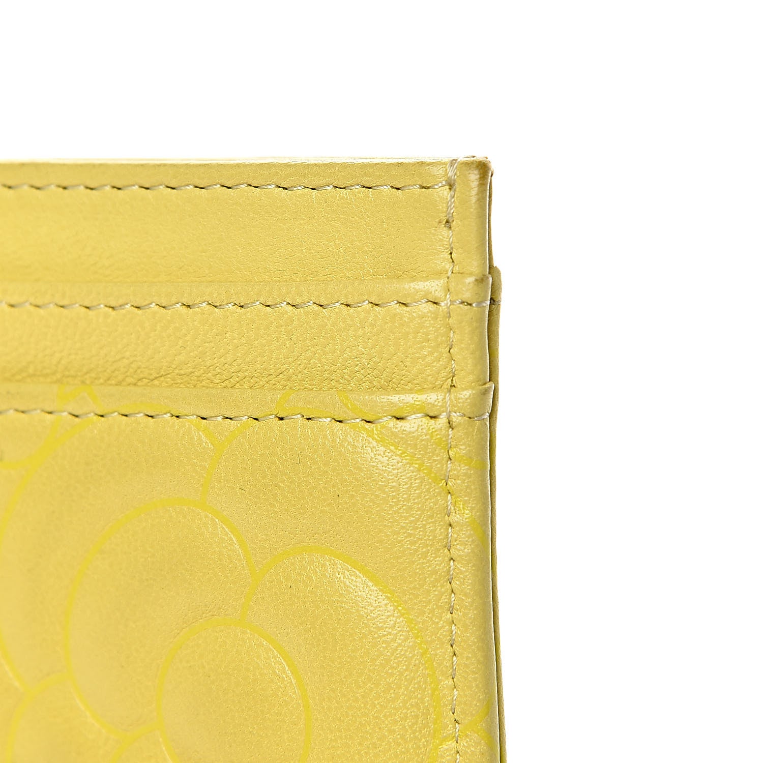 Chanel Goatskin Camellia Embossed Card Holder Yellow 11 of 12