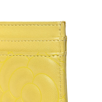 Chanel Goatskin Camellia Embossed Card Holder Yellow 11 of 12