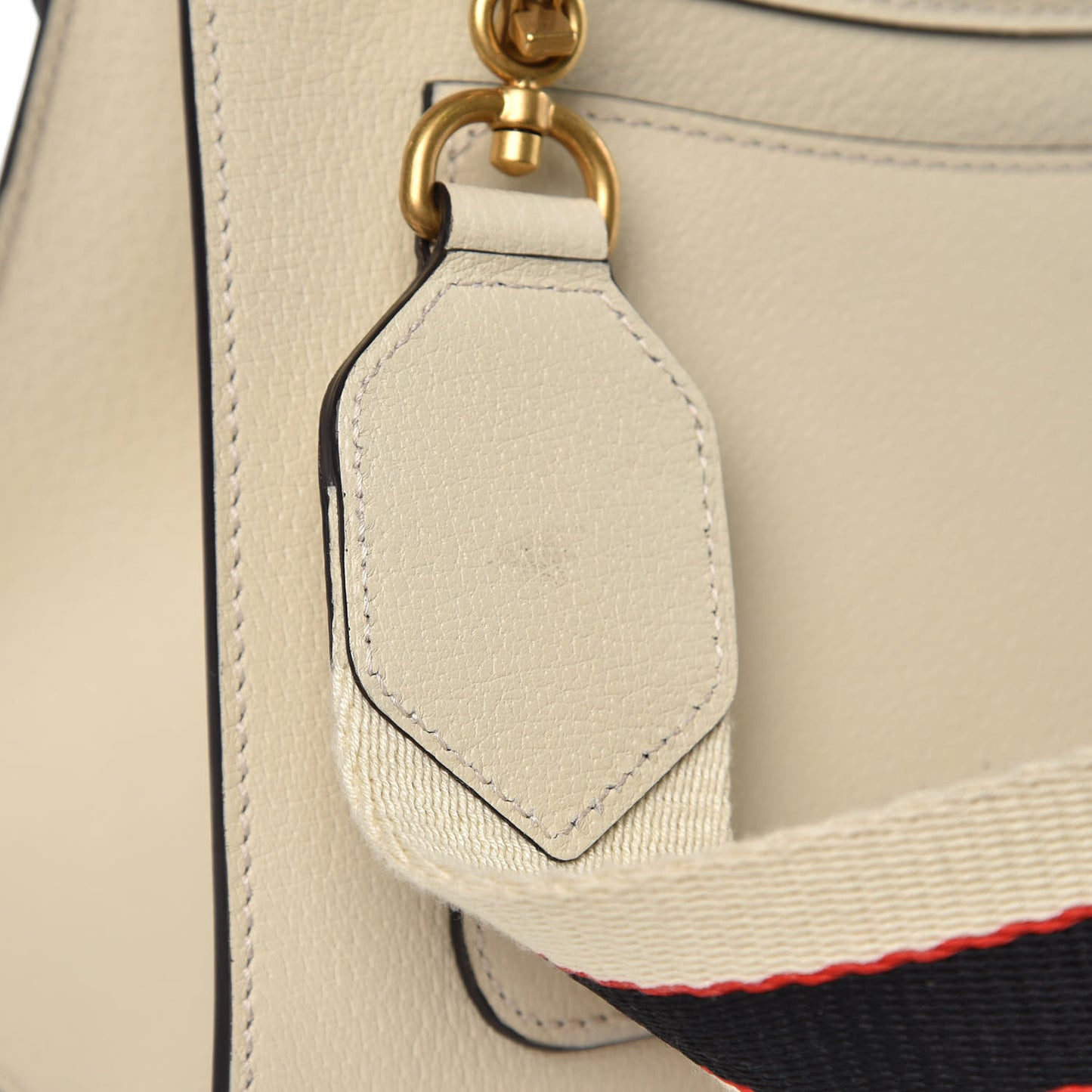 Grained Calfskin Web Stripe Butterfly Medium Totem Top Handle Bag White