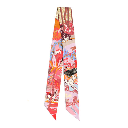 Hermes Silk En Liberte Twilly Rose Bleu Rouge 2 of 3
