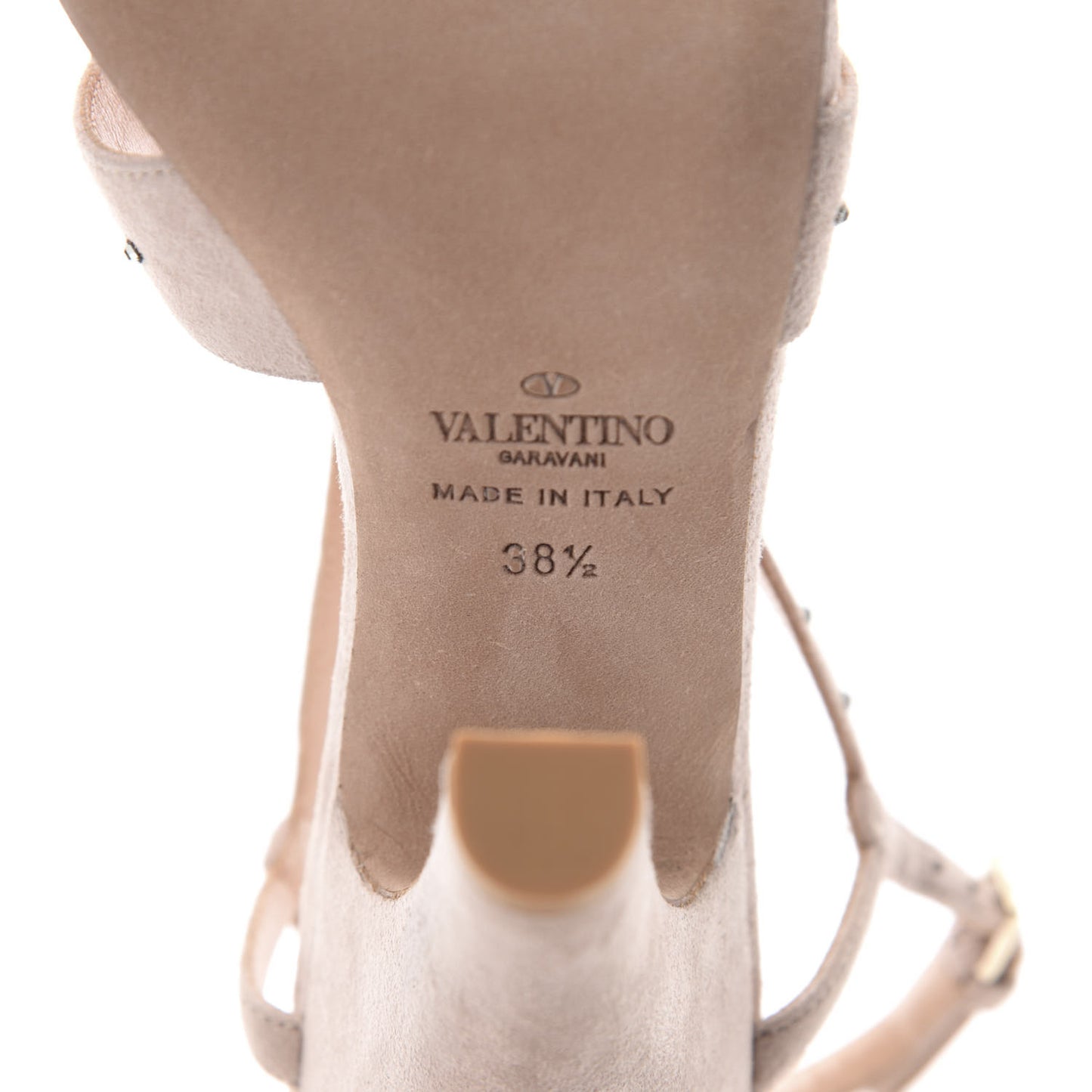 Suede Crystal Embellished Sandals 38.5 Poudre