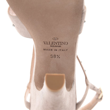 Valentino Garavani Suede Crystal Embellished Sandals 38.5 Poudre 9 of 10