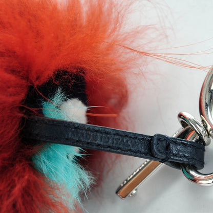 Fendi Fox Mink Rabbit Fur Vitello Dolce Blueminous Monster Bag Bug Charm Rust Turquoise 3 of 5