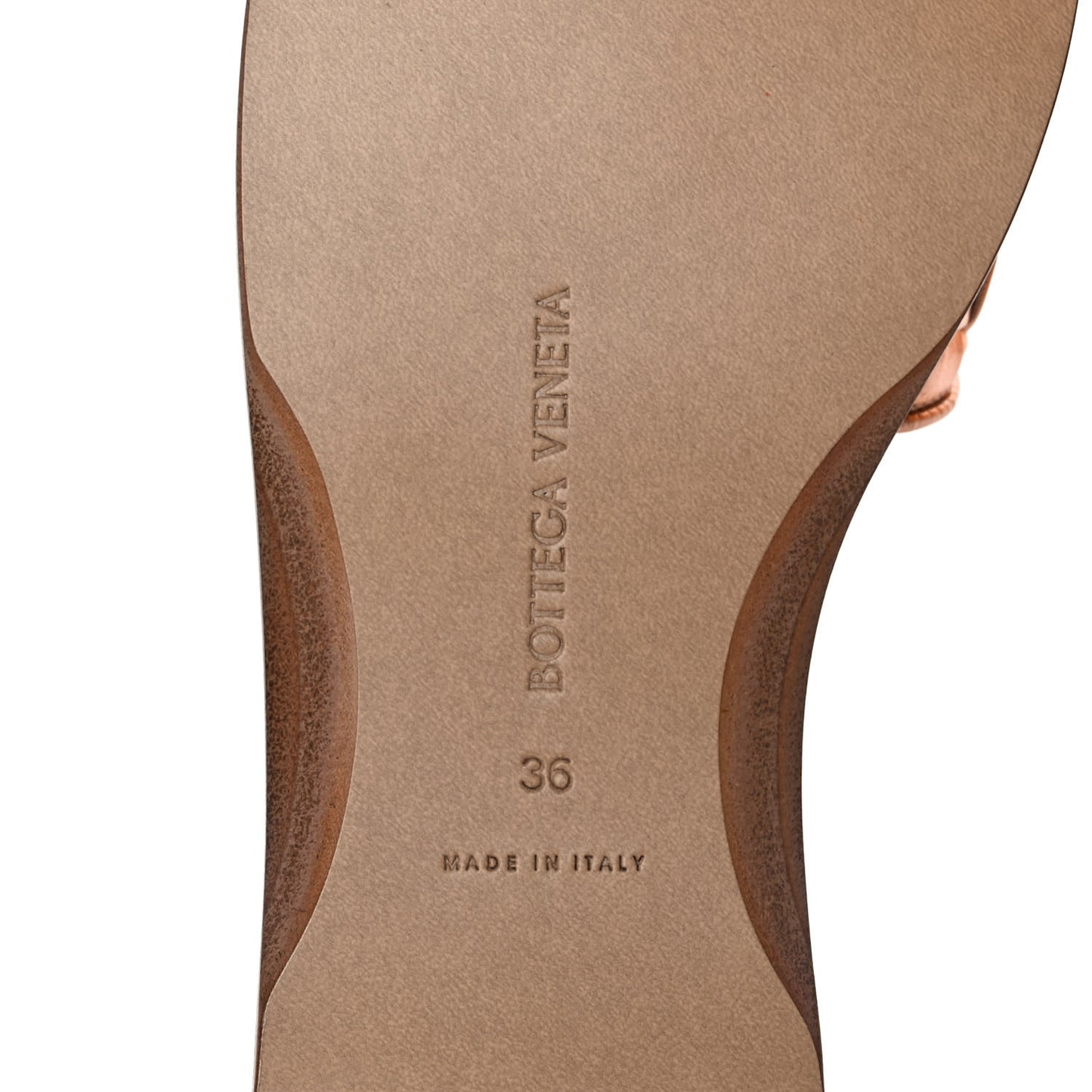 Laminated Nappa Intrecciato Squared Toe Flat Sandals 36 Gold Peach